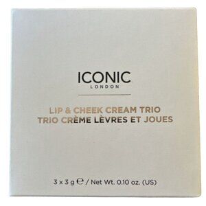 Iconic London Lip and Cheek Cream Trio Palette Mirrored Compact 3 Shades Mirror